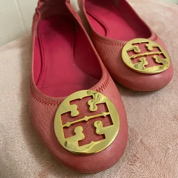 Tory Burch Pink Leather Minnie Flats - Picture 5 of 7